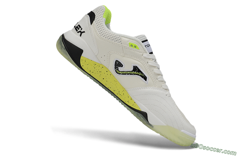 Joma Top Flex IC Indoor & Futsal Soccer Shoes - White/Lime Yellow/Black 4