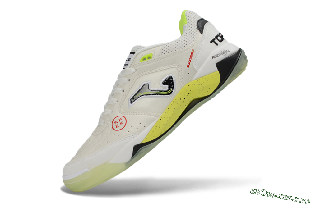 Joma Top Flex IC Indoor & Futsal Soccer Shoes - White/Lime Yellow/Black 5