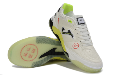 Joma Top Flex IC Indoor & Futsal Soccer Shoes - White/Lime Yellow/Black
