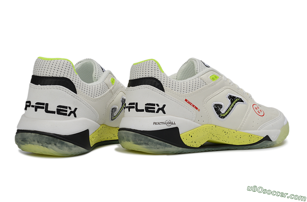 Joma Top Flex IC Indoor & Futsal Soccer Shoes - White/Lime Yellow/Black 6