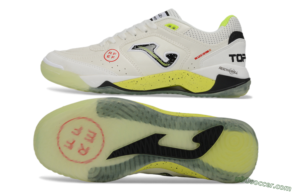 Joma Top Flex IC Indoor & Futsal Soccer Shoes - White/Lime Yellow/Black 0