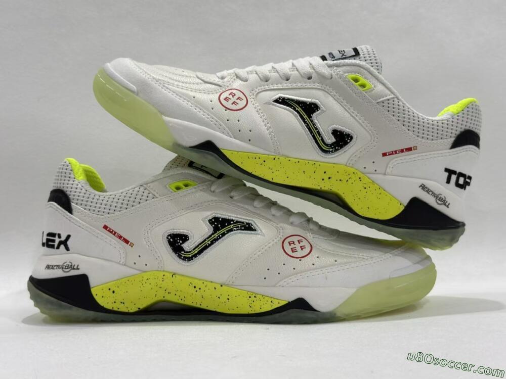 Joma Top Flex IC Indoor & Futsal Soccer Shoes - White/Lime Yellow/Black