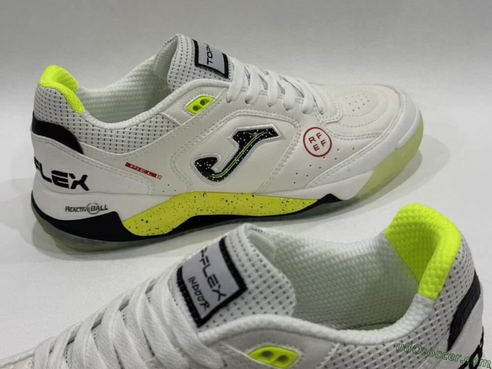 Joma Top Flex IC Indoor & Futsal Soccer Shoes - White/Lime Yellow/Black
