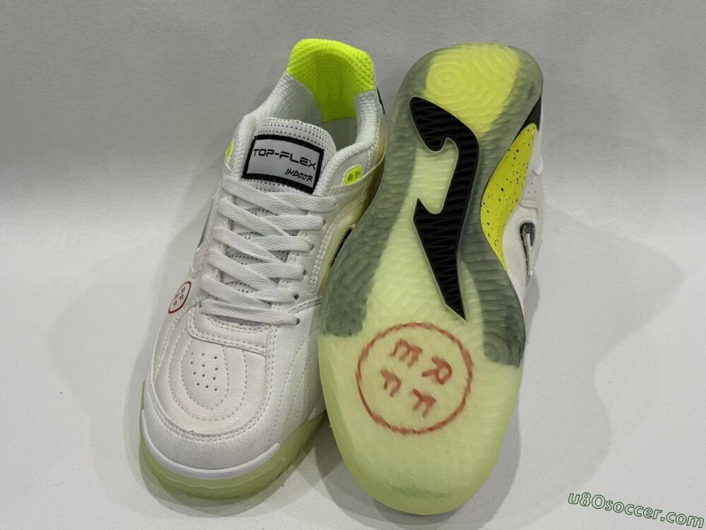 Joma Top Flex IC Indoor & Futsal Soccer Shoes - White/Lime Yellow/Black
