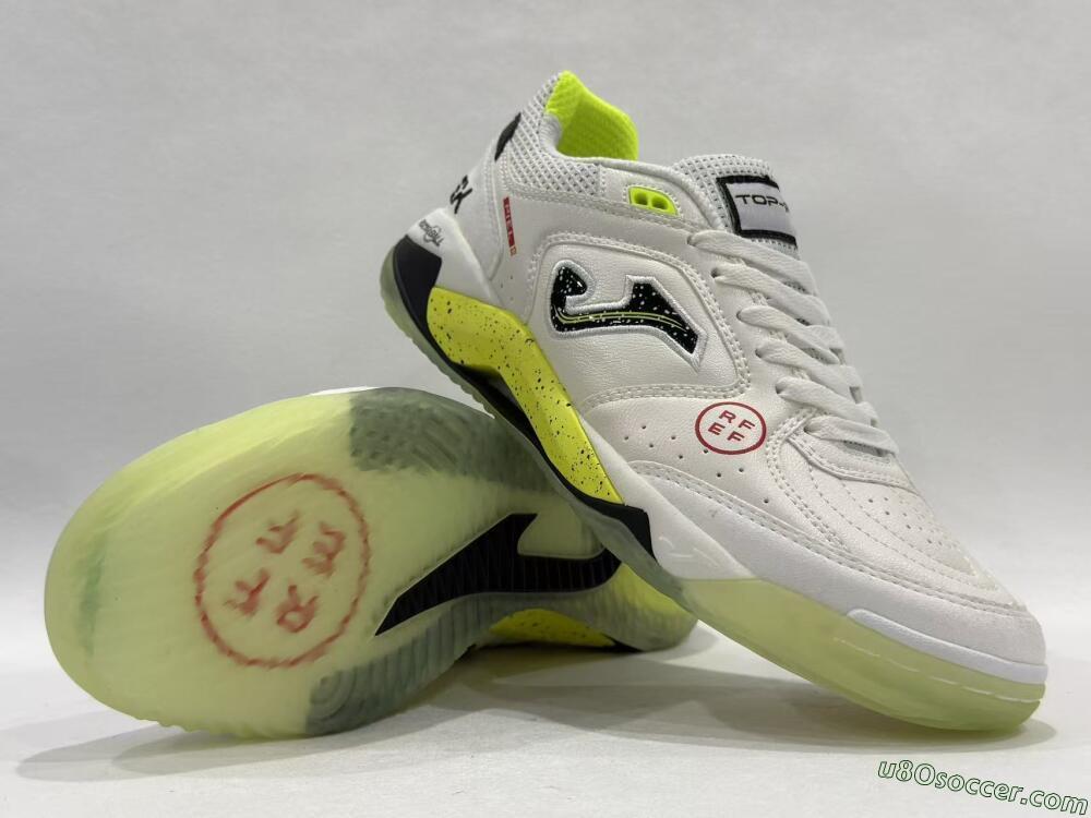 Joma Top Flex IC Indoor & Futsal Soccer Shoes - White/Lime Yellow/Black