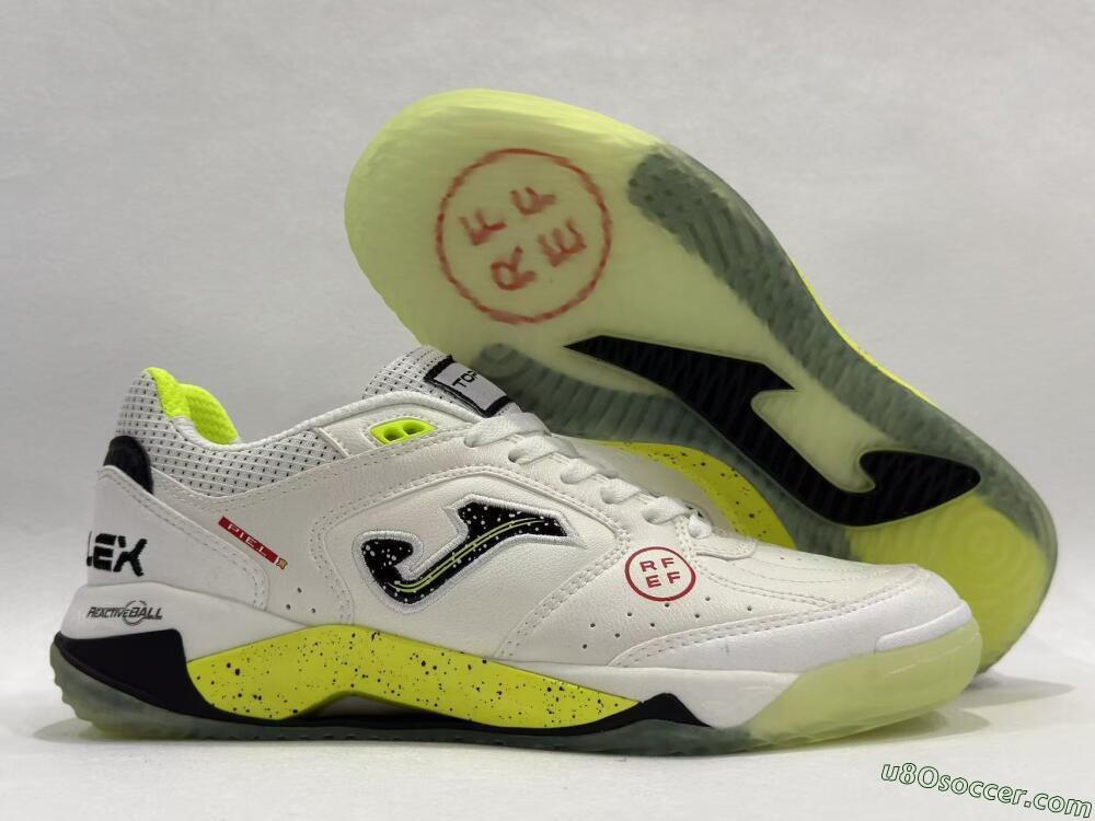 Joma Top Flex IC Indoor & Futsal Soccer Shoes - White/Lime Yellow/Black