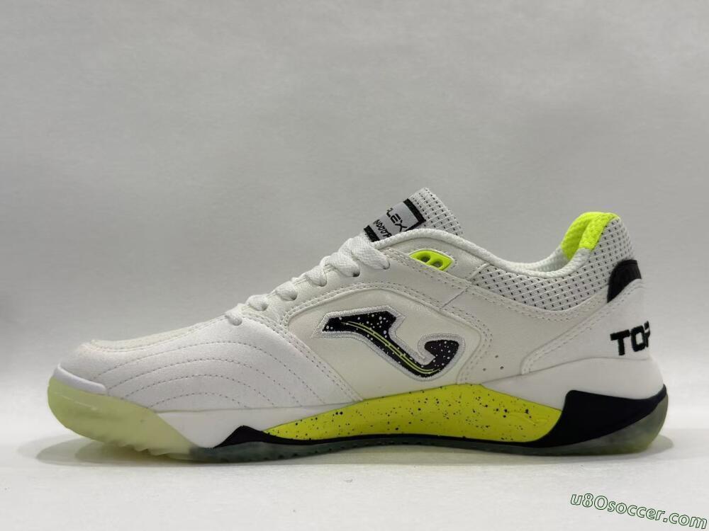 Joma Top Flex IC Indoor & Futsal Soccer Shoes - White/Lime Yellow/Black