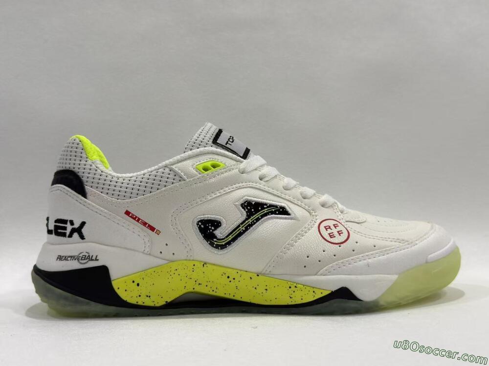 Joma Top Flex IC Indoor & Futsal Soccer Shoes - White/Lime Yellow/Black