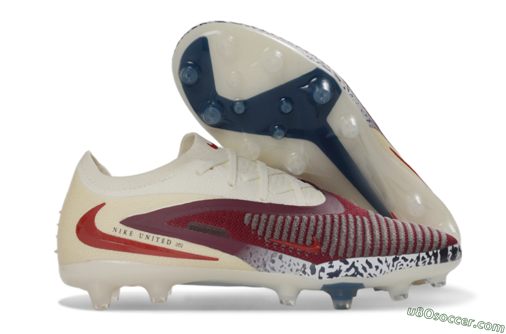 Nike Phantom 6 Elite Low AG Artificial Grass Soccer Cleats - Crimson/Cream/Deep Blue 1