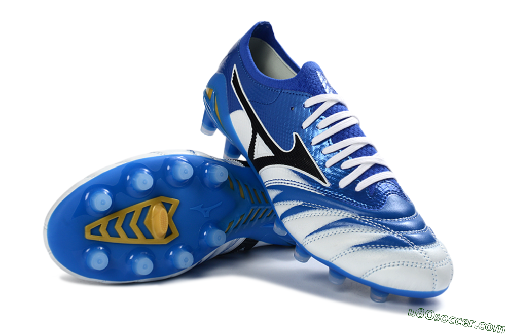 Mizuno Morelia Neo 4 FG Firm Ground Soccer Cleats - Blue/Ice Blue/Golden Yellow 3