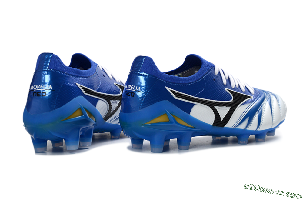 Mizuno Morelia Neo 4 FG Firm Ground Soccer Cleats - Blue/Ice Blue/Golden Yellow 6