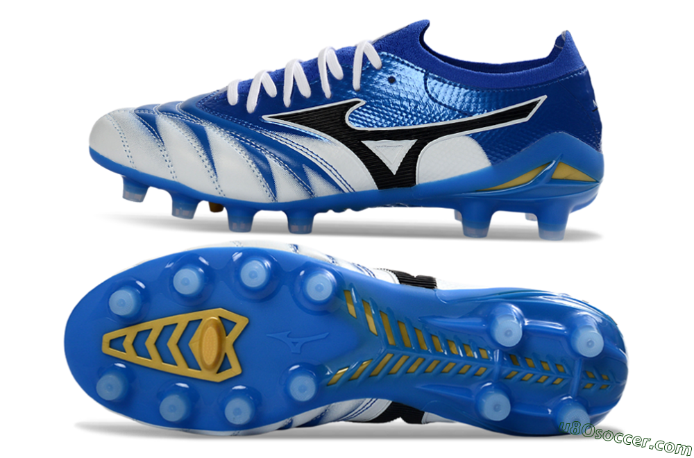 Mizuno Morelia Neo 4 FG Firm Ground Soccer Cleats - Blue/Ice Blue/Golden Yellow 0