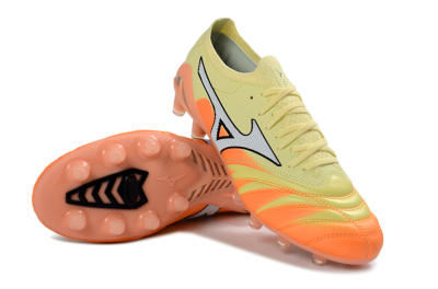 Mizuno Morelia Neo 4 FG Firm Ground Soccer Cleats - Yellow/Bright Orange/Soft Pink