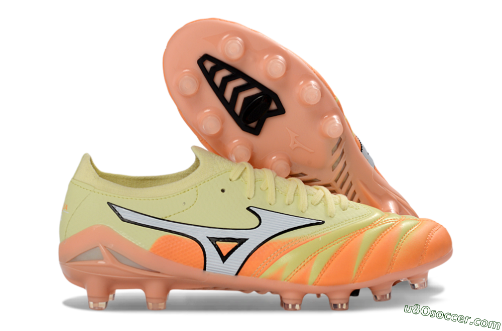 Mizuno Morelia Neo 4 FG Firm Ground Soccer Cleats - Yellow/Bright Orange/Soft Pink 1