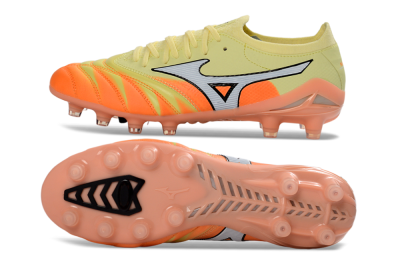 Mizuno Morelia Neo 4 FG Firm Ground Soccer Cleats - Yellow/Bright Orange/Soft Pink