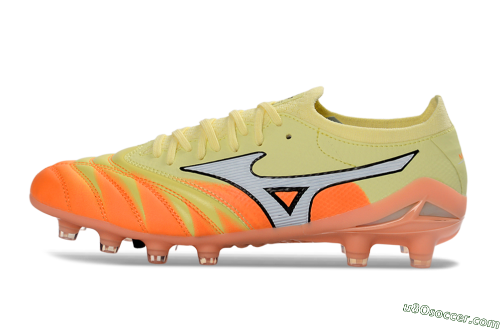 Mizuno Morelia Neo 4 FG Firm Ground Soccer Cleats - Yellow/Bright Orange/Soft Pink 2