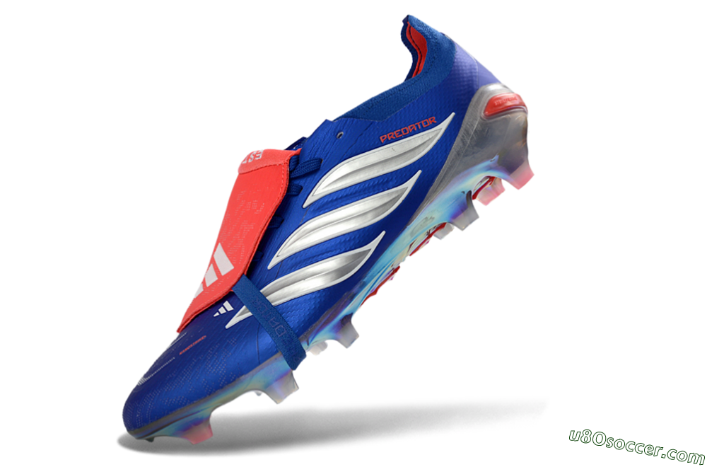 Adidas Predator 26 Elite Fold-Over Tongue FG Firm Ground Soccer Cleats - Blue/Vibrant Blue/Fiery Red 5
