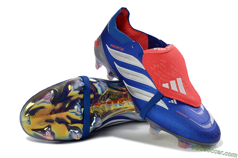 Adidas Predator 26 Elite Fold-Over Tongue FG Firm Ground Soccer Cleats - Blue/Vibrant Blue/Fiery Red 3