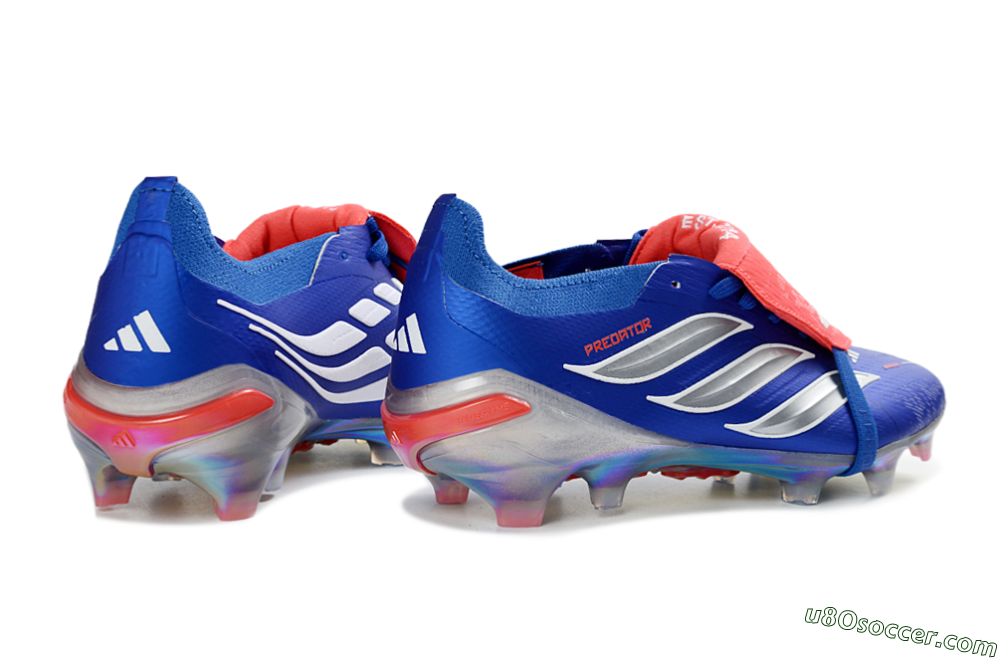Adidas Predator 26 Elite Fold-Over Tongue FG Firm Ground Soccer Cleats - Blue/Vibrant Blue/Fiery Red 6