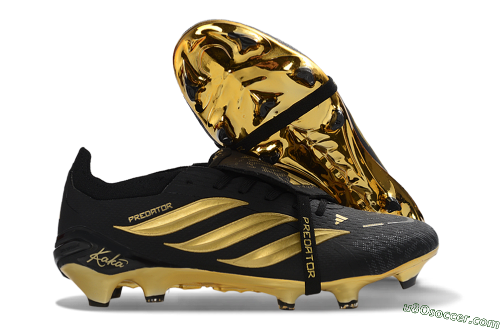 Kaka x Adidas Predator 26 Elite Fold-Over Tongue FG Firm Ground Soccer Cleats - Black/Gold Accent/Black Base 1