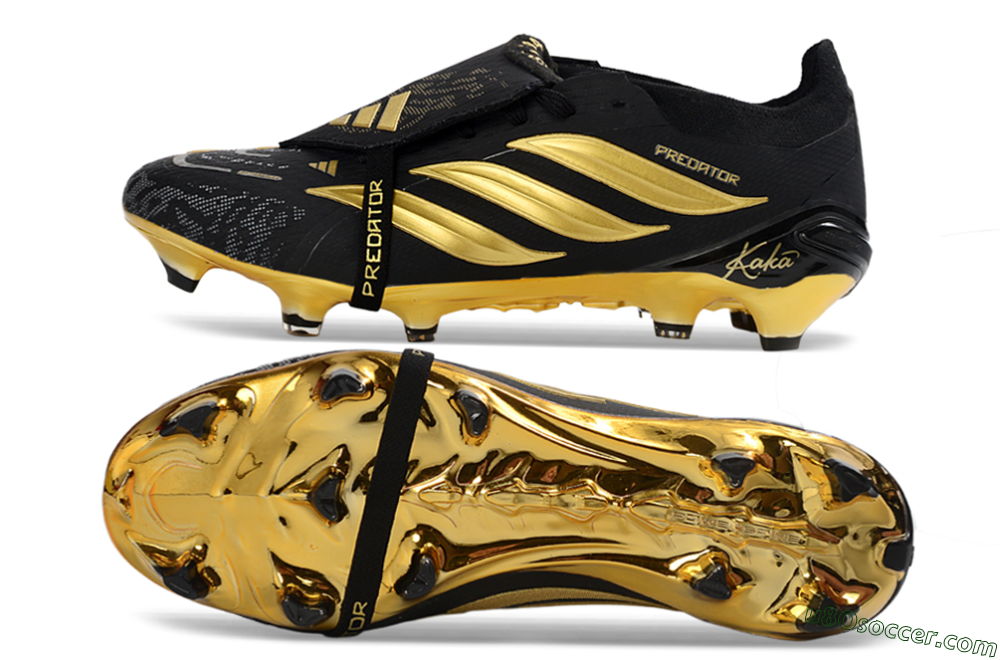 Kaka x Adidas Predator 26 Elite Fold-Over Tongue FG Firm Ground Soccer Cleats - Black/Gold Accent/Black Base 0