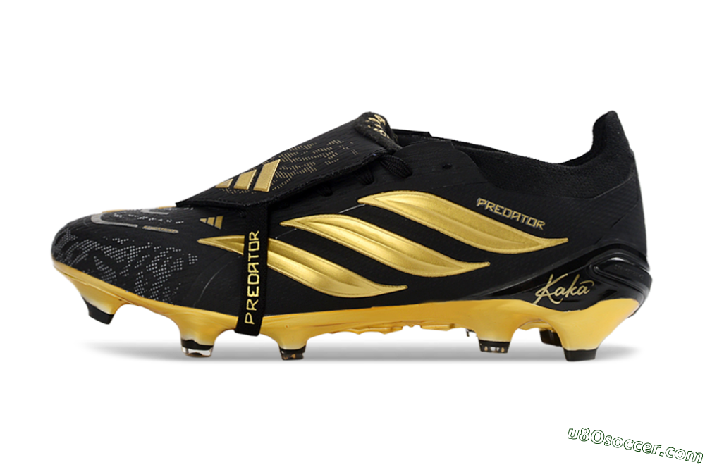 Kaka x Adidas Predator 26 Elite Fold-Over Tongue FG Firm Ground Soccer Cleats - Black/Gold Accent/Black Base 2