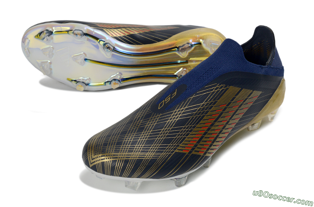 Adidas F50 Elite Laceless FG Firm Ground Soccer Cleats - Navy/Gold/Crimson 3