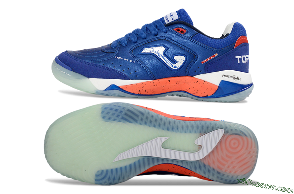 Joma Top Flex IC Indoor & Futsal Soccer Shoes - Blue/Electric Orange/Deep Blue 0