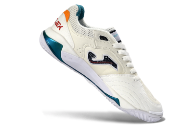 Joma Top Flex IC Indoor & Futsal Soccer Shoes - White/Ocean Blue/Fiery Orange