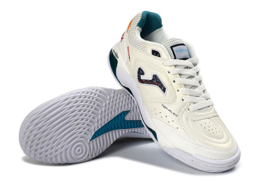 Joma Top Flex IC Indoor & Futsal Soccer Shoes - White/Ocean Blue/Fiery Orange