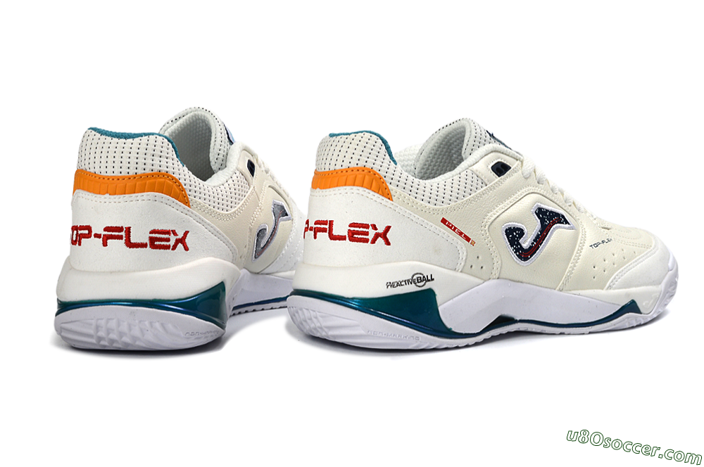 Joma Top Flex IC Indoor & Futsal Soccer Shoes - White/Ocean Blue/Fiery Orange 6