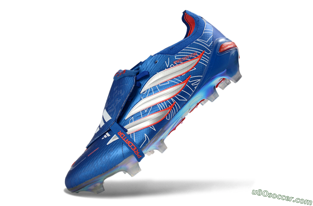 Adidas Predator 26 Elite Fold-Over Tongue FG Firm Ground Soccer Cleats - Blue/Vibrant Blue/Fiery Red 5