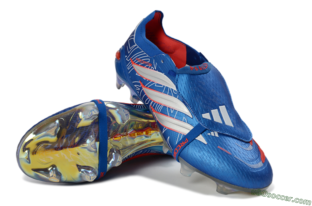 Adidas Predator 26 Elite Fold-Over Tongue FG Firm Ground Soccer Cleats - Blue/Vibrant Blue/Fiery Red 3