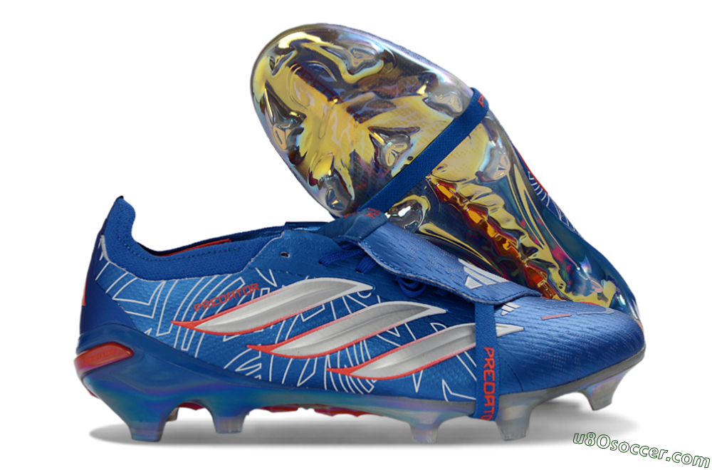 Adidas Predator 26 Elite Fold-Over Tongue FG Firm Ground Soccer Cleats - Blue/Vibrant Blue/Fiery Red 1