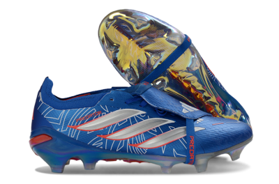 Adidas Predator 26 Elite Fold-Over Tongue FG Firm Ground Soccer Cleats - Blue/Vibrant Blue/Fiery Red
