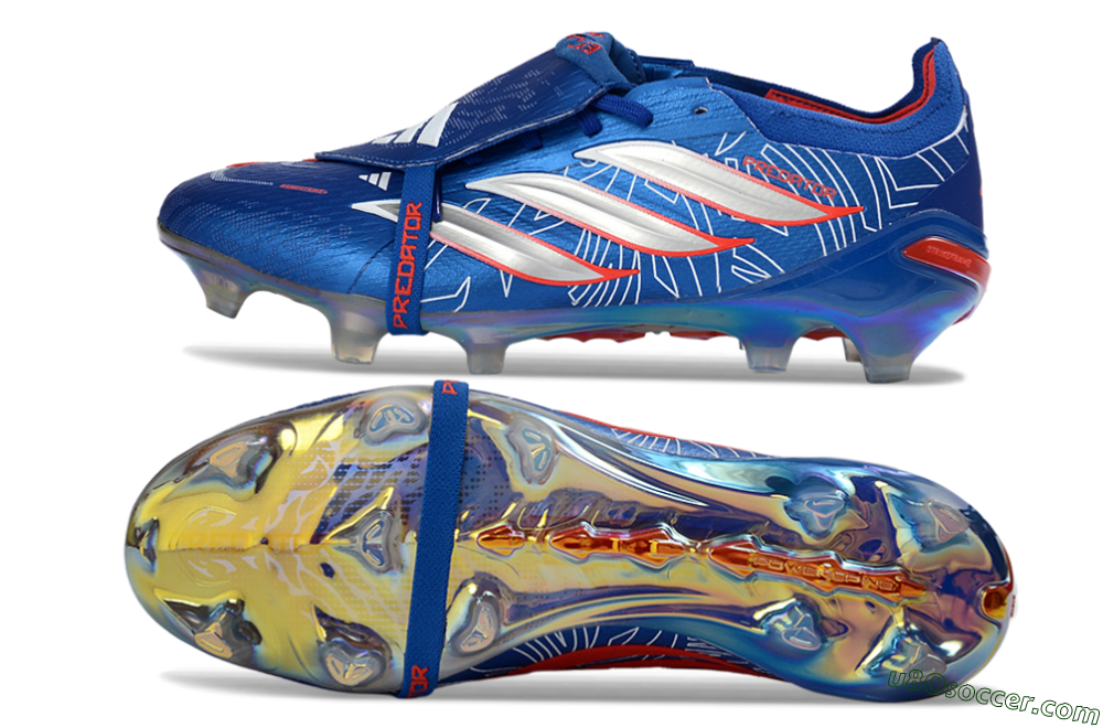 Adidas Predator 26 Elite Fold-Over Tongue FG Firm Ground Soccer Cleats - Blue/Vibrant Blue/Fiery Red 0