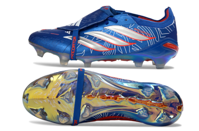 Adidas Predator 26 Elite Fold-Over Tongue FG Firm Ground Soccer Cleats - Blue/Vibrant Blue/Fiery Red