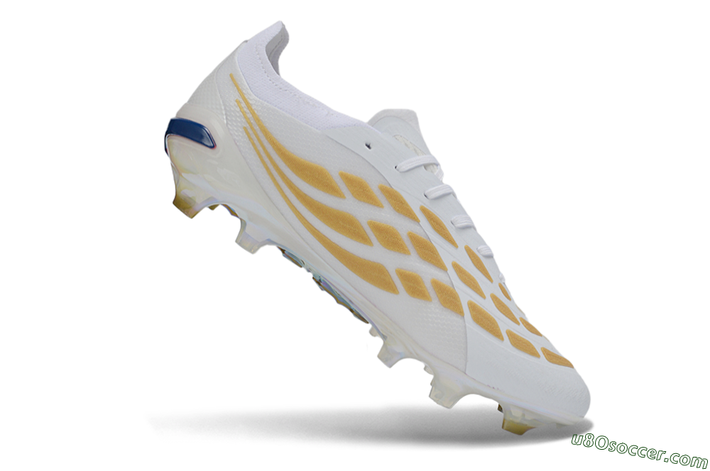 Adidas Predator 26 Elite FG Firm Ground Soccer Cleats - White/Golden Accent/Translucent Sole 4