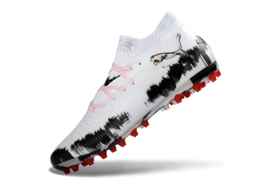 Puma Future 8 Ultimate MG Multi Ground Soccer Cleats - White/Bold Red/Black Brushstroke