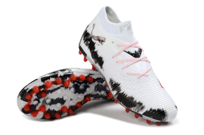 Puma Future 8 Ultimate MG Multi Ground Soccer Cleats - White/Bold Red/Black Brushstroke