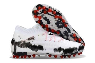 Puma Future 8 Ultimate MG Multi Ground Soccer Cleats - White/Bold Red/Black Brushstroke