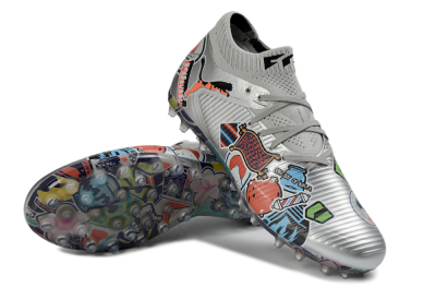Puma Future 8 Ultimate MG Multi Ground Soccer Cleats - Silver/Vibrant Multicolor/Playful Pattern