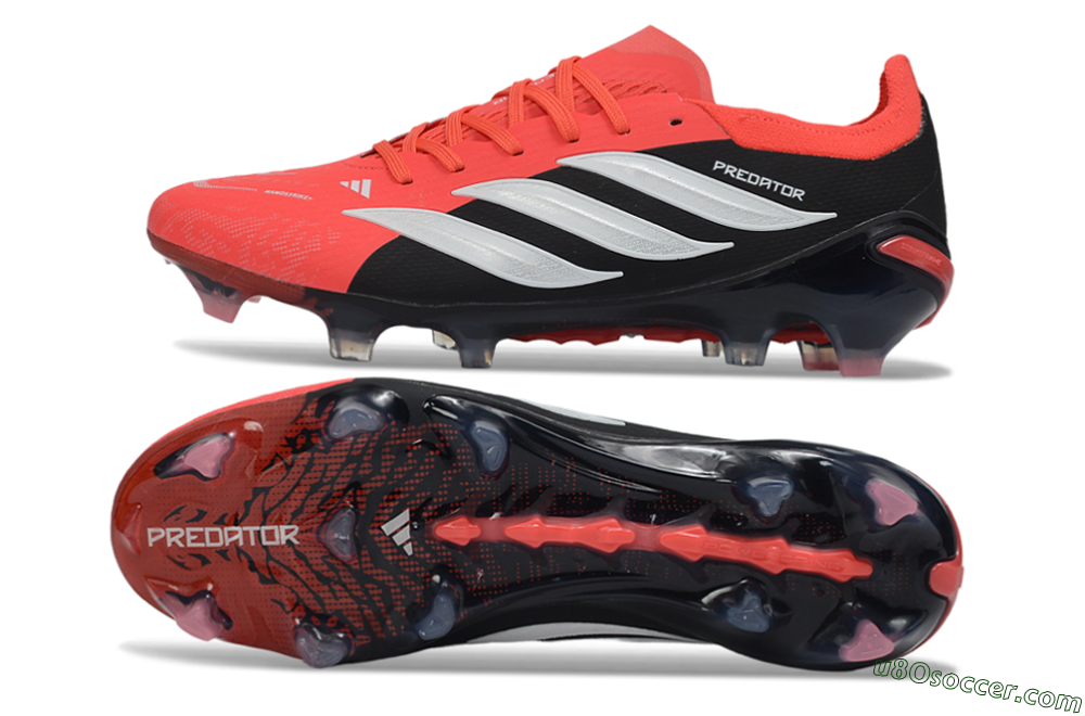Adidas Predator 26 Elite FG Firm Ground Soccer Cleats - Red/Vibrant Coral/Jet Black 0