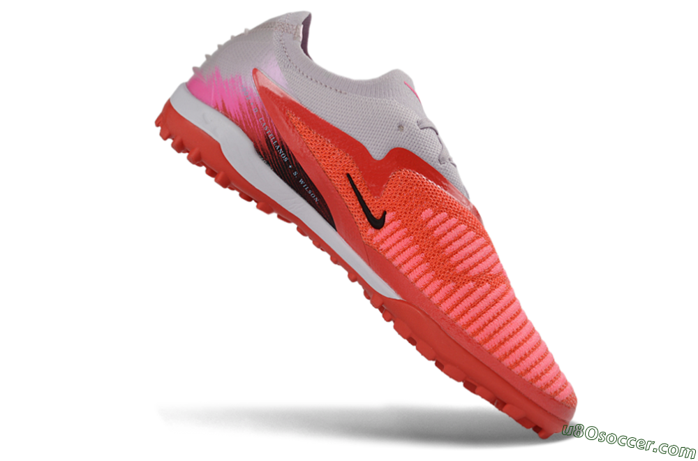 Nike Phantom 6 Elite Low TF Artificial Turf Soccer Shoes - Red/Bright Coral/Soft Gray 4