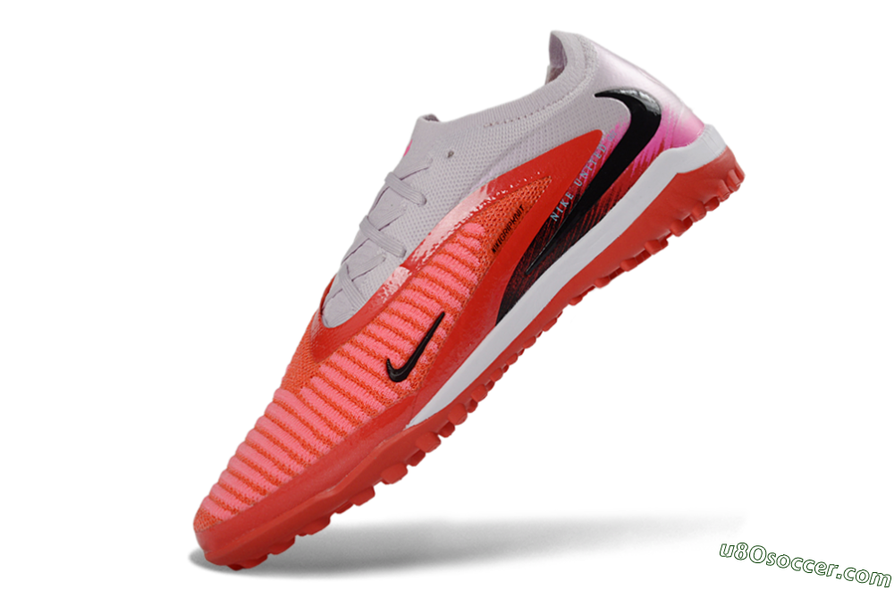 Nike Phantom 6 Elite Low TF Artificial Turf Soccer Shoes - Red/Bright Coral/Soft Gray 5