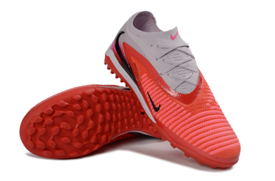 Nike Phantom 6 Elite Low TF Artificial Turf Soccer Shoes - Red/Bright Coral/Soft Gray
