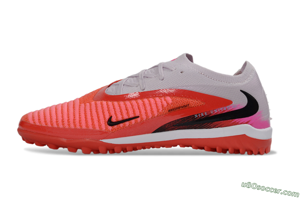 Nike Phantom 6 Elite Low TF Artificial Turf Soccer Shoes - Red/Bright Coral/Soft Gray 2
