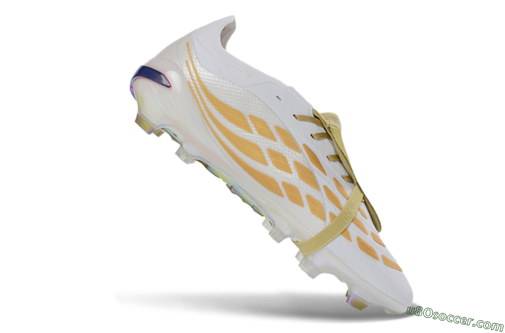 Adidas Predator 26 Elite Fold-Over Tongue FG Firm Ground Soccer Cleats - White/Gold Enhancer/Reflective Shine 4