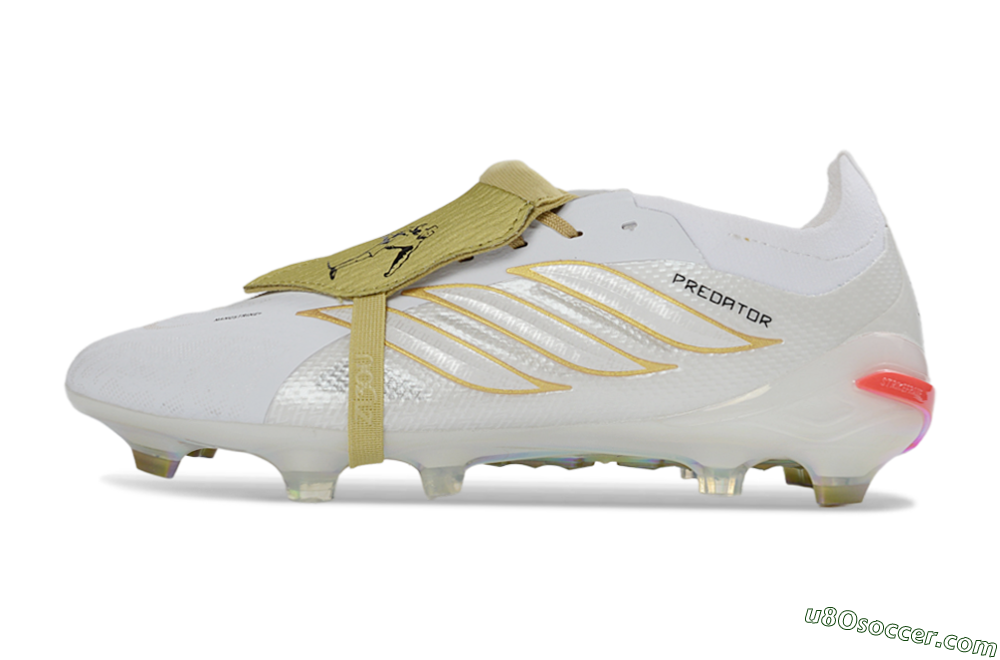 Adidas Predator 26 Elite Fold-Over Tongue FG Firm Ground Soccer Cleats - White/Gold Enhancer/Reflective Shine 2