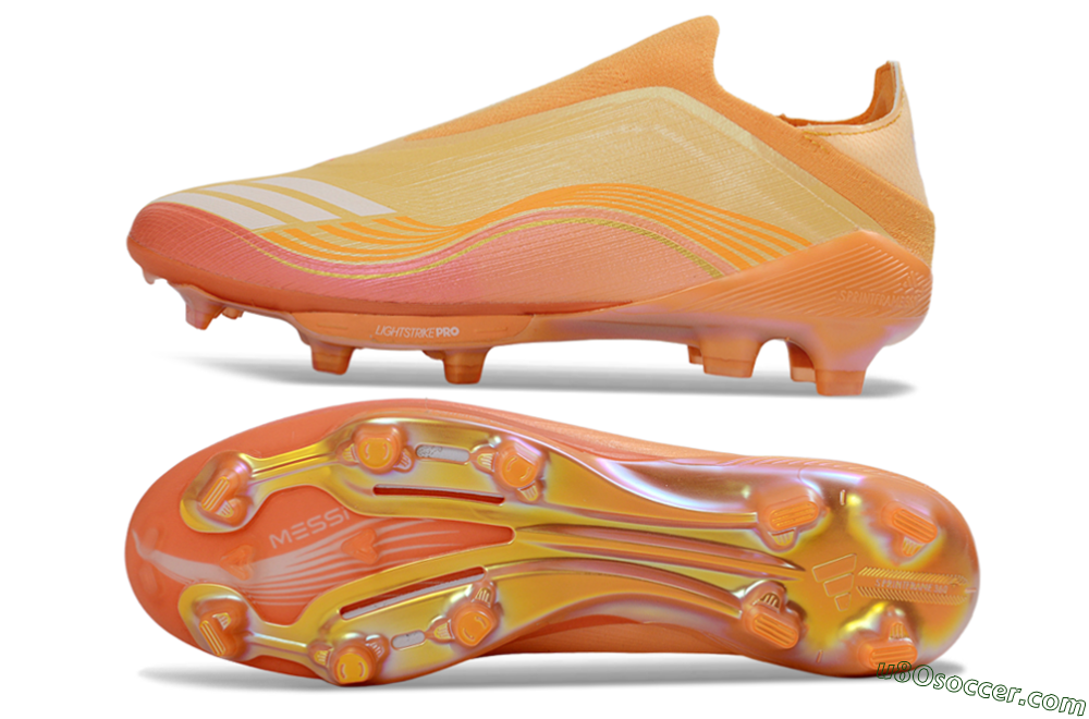Adidas F50 Elite Lightstrike Pro Laceless FG Firm Ground Soccer Cleats - Orange/Peach Burst/Sunny Glow 0